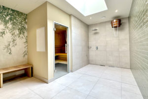 Schwippeimer, Dusche, Biosauna, Bank